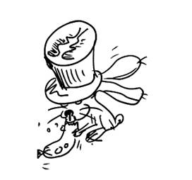 A Rabbit with a Top Hat Eating a Hotdog