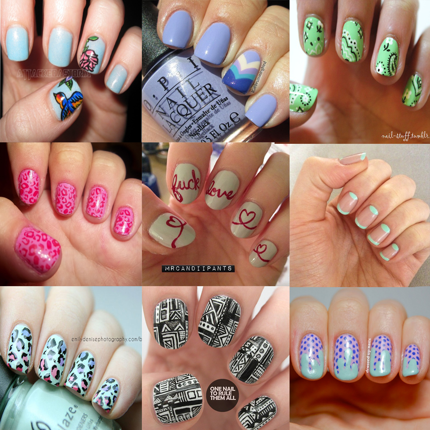 Imagens: fuckyeahprettynails.tumblr.com e weheartit.com nail art unhas curtas
